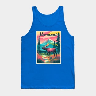 Vermont Moose Mountain Trees Nature Retro Wildlife Souvenir Tank Top